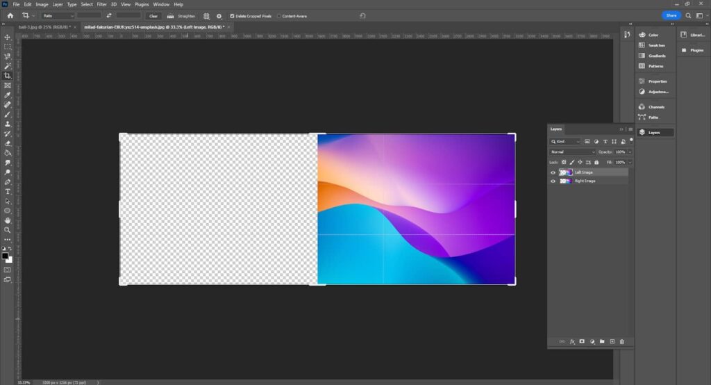 Here we can see the new image with itΓCOs extended canvas