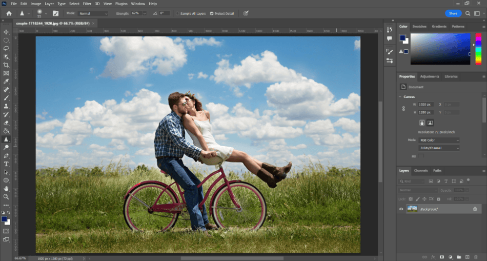 Photoshop couple on bike 