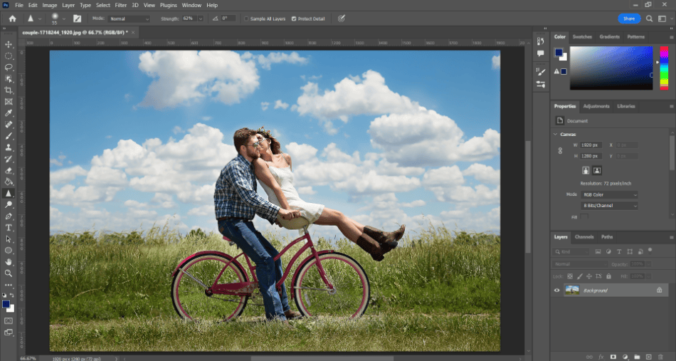 Photoshop couple on bike smart sharpen final 1