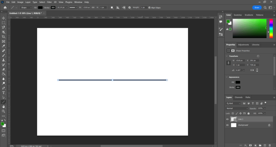 Photoshop line tool created line