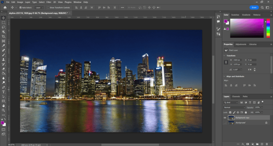 Photoshop transparent city