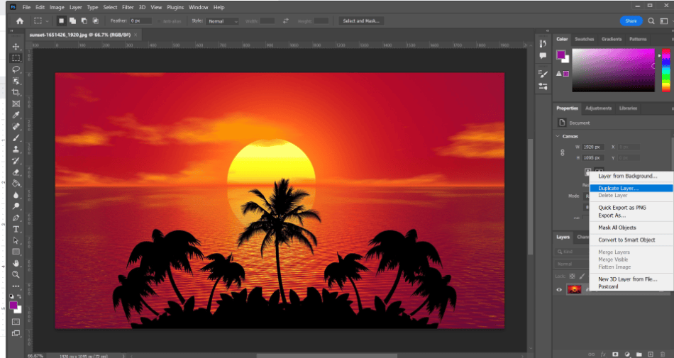 Photoshop transparent layer beach duplicate layer
