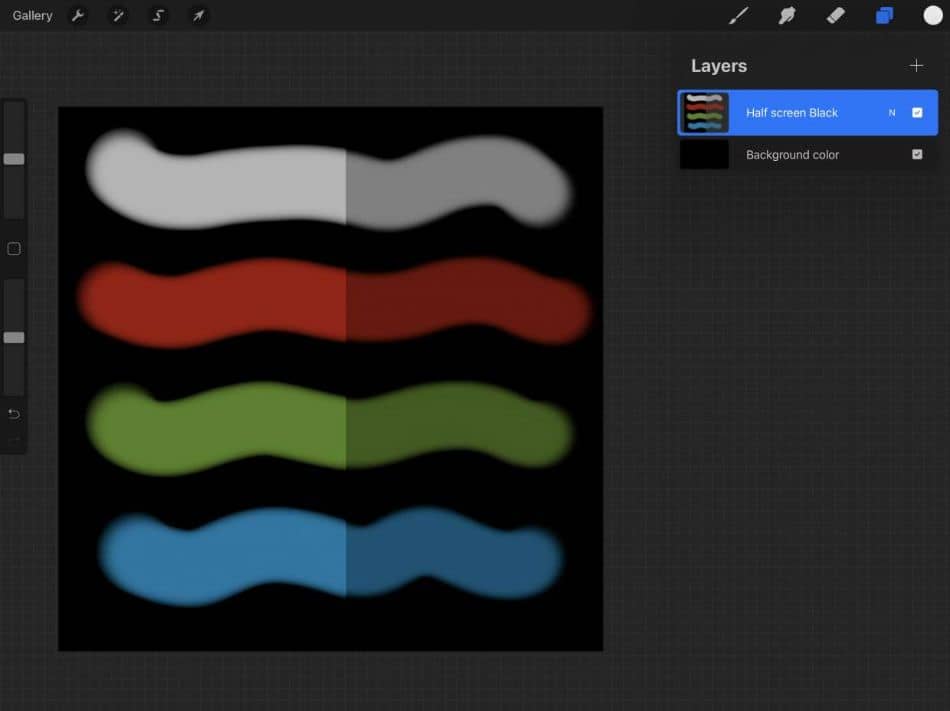 Procreate opacity on different colors 