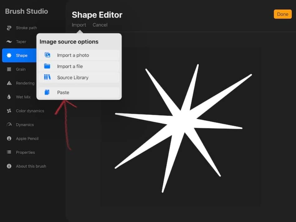 Procreate shape editor