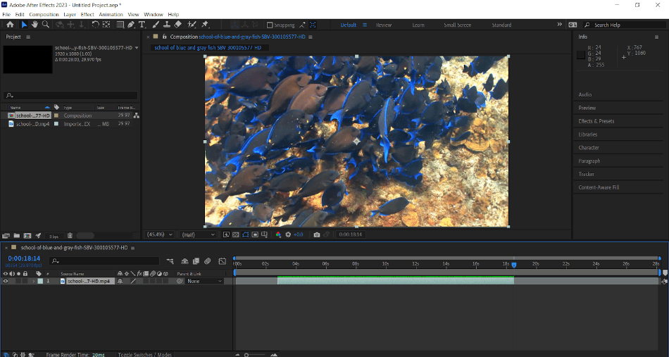 HereΓCOs what trimmed footage looks like in After Effects using the shortcuts method7