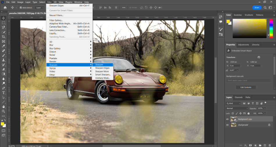 Photoshop car sharpen filters