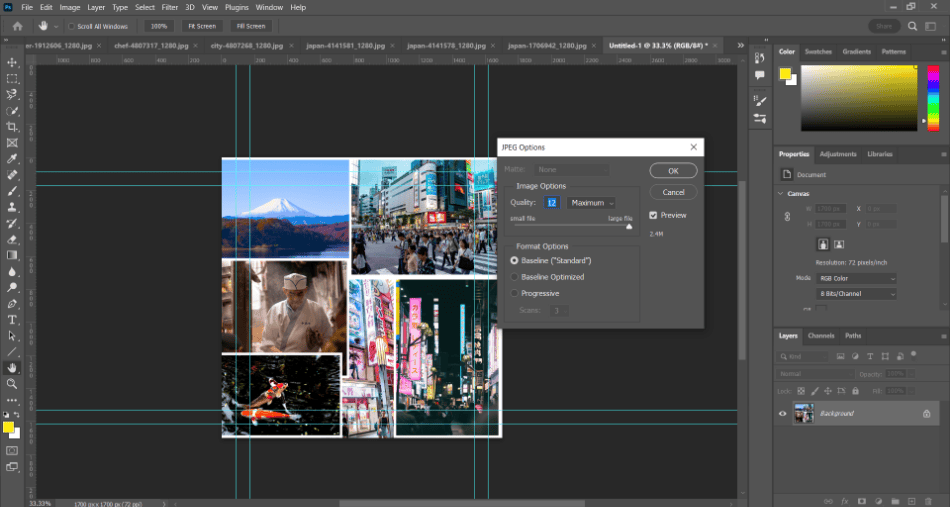 Photoshop japan photos JPEG settings 1