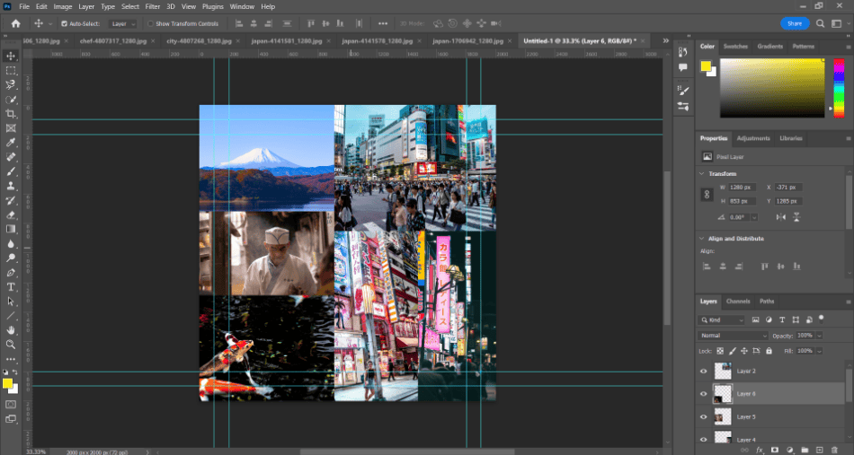 Photoshop japan photos assembled
