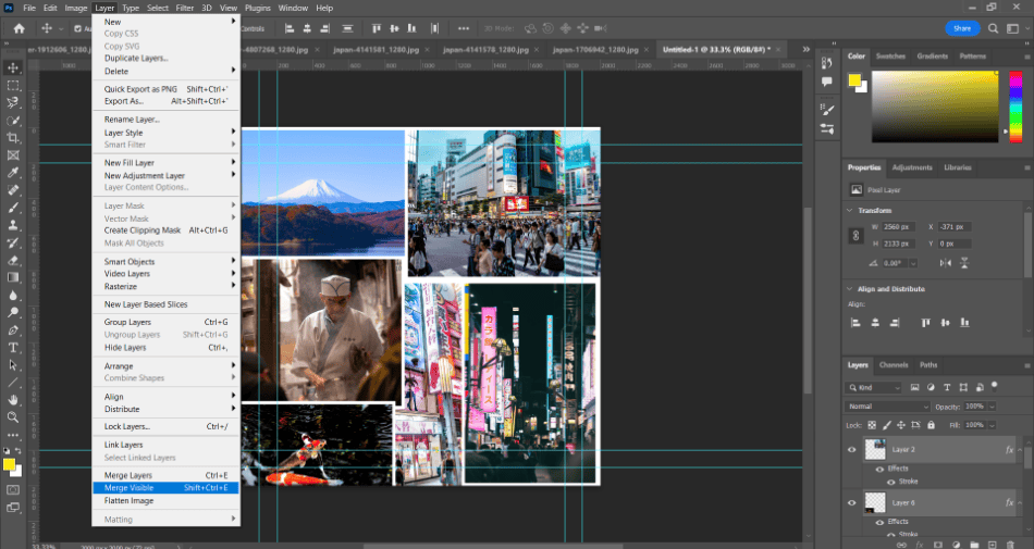 Photoshop japan photos merge