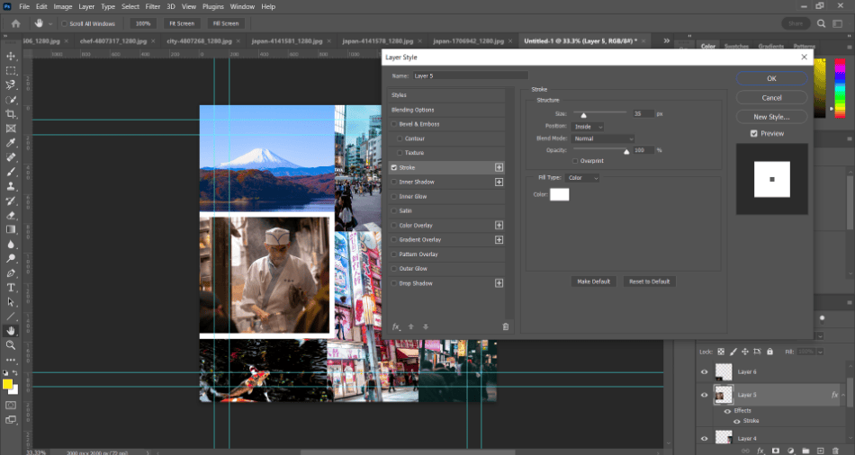 Photoshop japan photos stroke