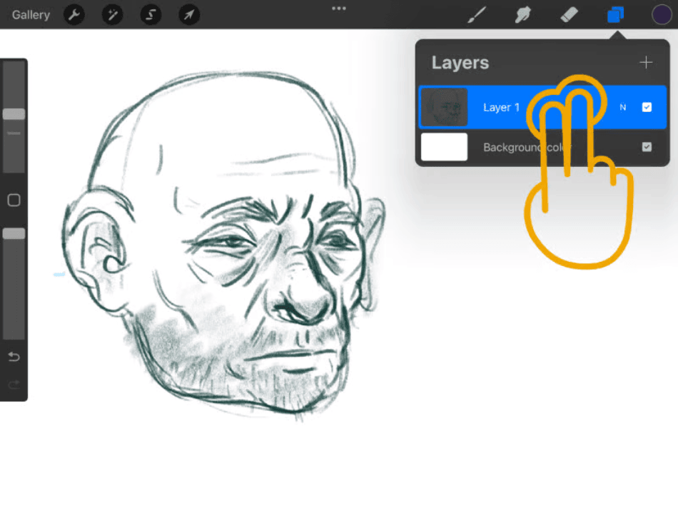 Use two fingers to tap the layer where you want to apply the opacity 3